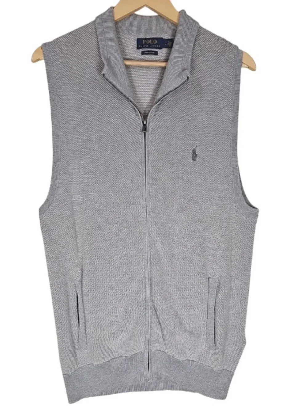 Polo Ralph Lauren Pima Cotton Full Zip Sweater Vest Men's L Golf Preppy Luxury